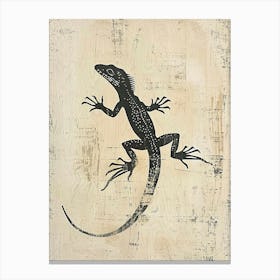 Minimalist Black Iguana Block Print 2 Canvas Print