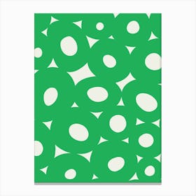 Abstract Organic Circular and Oval Cells Green on Cream Canvas Print