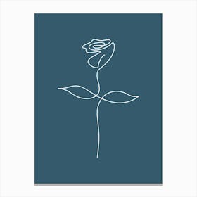 Single Rose On A Blue Background Canvas Print