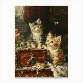 Rococo Inspired Painting Of Kittens 4 Canvas Print