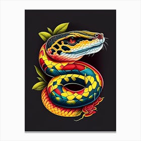 South American Bushmaster Snake Tattoo Style Canvas Print