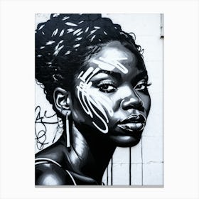 Graffiti Mural Of Beautiful Black Woman 214 Canvas Print