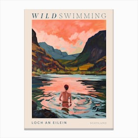 Wild Swimming At Loch An Eilein Scotland 1 Poster Canvas Print