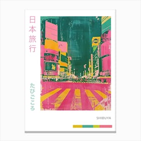 Shibuya Crossing In Tokyo Duotone Silk Screen Poster 3 Canvas Print