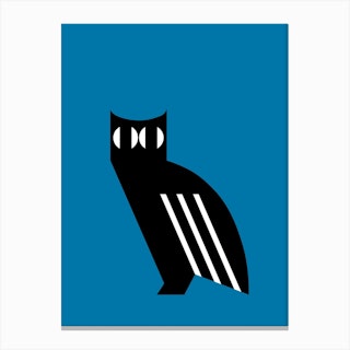 Abstract Owl Blue Canvas Print