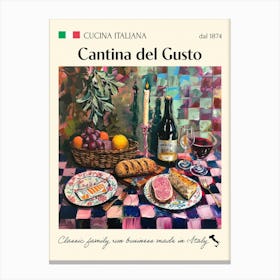 Cantina Del Gusto Trattoria Italian Poster Food Kitchen Canvas Print