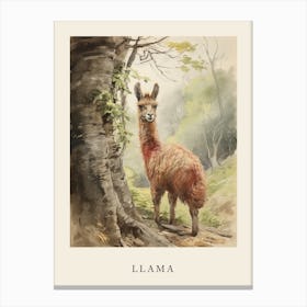 Beatrix Potter Inspired  Animal Watercolour Llama 4 Canvas Print