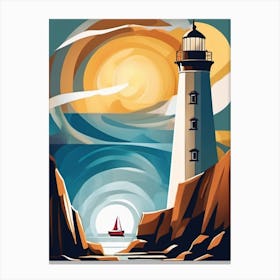 Lighthouse At Sunset Canvas Print