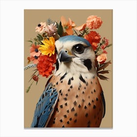 Bird With A Flower Crown American Kestrel 4 Canvas Print