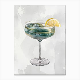 Cocktail in a Glass Watercolor Painting Canvas Print