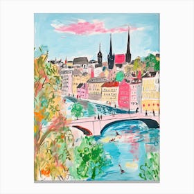 Bern, Dreamy Storybook Illustration 4 Canvas Print