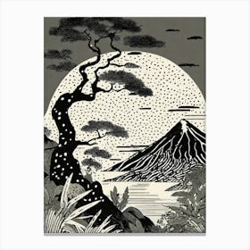 Moon Over Mt Fuji Canvas Print