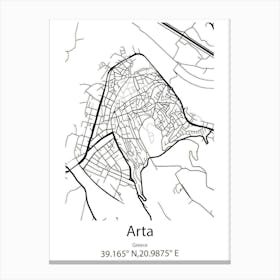 Arta,Greece Minimalist Map Canvas Print