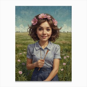 Girl In A Field 1 Canvas Print