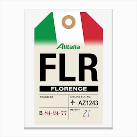 Florence (FLR) Italy Vintage Airline Luggage Tag Canvas Print