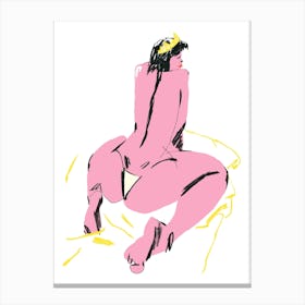 Female Nude Back View White Canvas Print