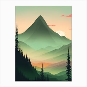Misty Mountains Vertical Composition In Green Tone 123 Canvas Print