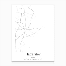 Haderslev,Denmark Minimalist Map Canvas Print