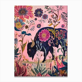 Floral Animal Painting Buffalo 4 Canvas Print