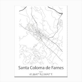 Santa Coloma De Farnes,Spain Minimalist Map Canvas Print