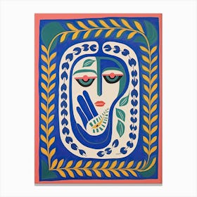 Folk Abstract Face Illustration 4 Canvas Print