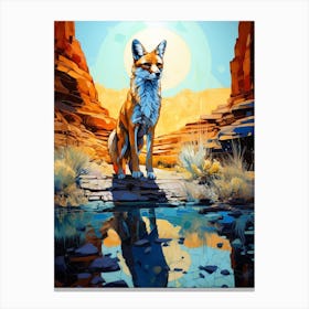 Red Fox Desert Painting 2 Canvas Print