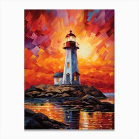 Lighthouse At Sunset 9 Canvas Print