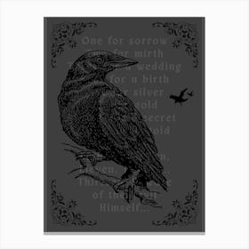 One for Sorrow Gothic Crow Canvas Print