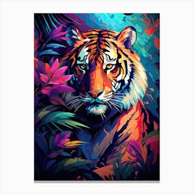 Tiger Art In Neo Impressionism Style 1 Canvas Print