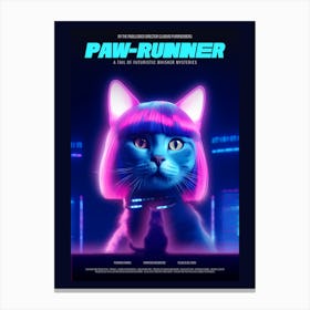 Paw Runner - Blade Runner - A Neon Cat Illustration Canvas Print