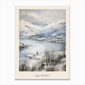 Vintage Winter Painting Poster Lake District United Kingdom 3 Canvas Print