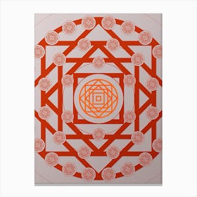 Geometric Abstract Glyph Circle Array in Tomato Red n.0060 Canvas Print