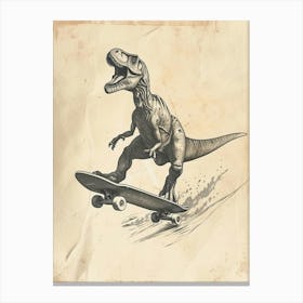 Vintage Dimorphodon Dinosaur On A Skateboard  1 Canvas Print