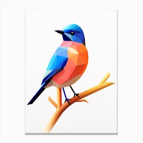 Colourful Geometric Bird Eastern Bluebird 1 Canvas Print