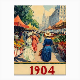 Aihrgdesign A Nostalgic Poster Of A Lively City Street Market 27f488f6 12ea 4dfa B147 8aa9ba415543 0 Canvas Print