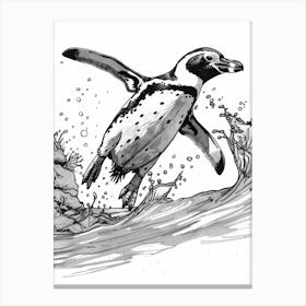 African Penguin Jumping Out Of Water 2 Canvas Print