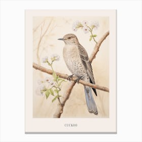 Vintage Bird Drawing Cuckoo 2 Poster Canvas Print