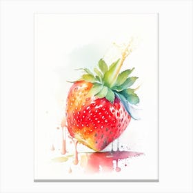 A Single Strawberry, Fruit, Storybook Watercolours 1 Canvas Print