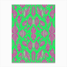 Neon Vibe Abstract Peacock Feathers Green And Pink 1 Canvas Print