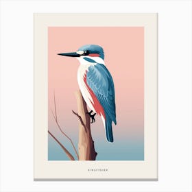 Minimalist Kingfisher 3 Bird Poster Canvas Print