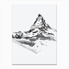 Matterhorn Switzerland Italy Line Drawing 2 Canvas Print