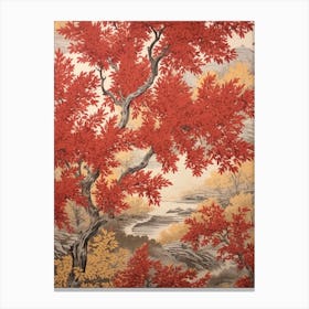 Red Willow 2 Vintage Autumn Tree Print  Canvas Print