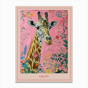 Floral Animal Painting Giraffe 4 Poster Canvas Print