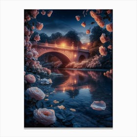 Roses By The Bridge Canvas Print