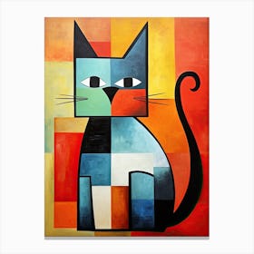 Cubist Whiskers: Minimalist Cat Portraits Canvas Print