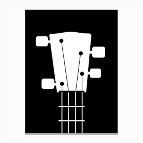 Ukulele Head Black and White Canvas Print