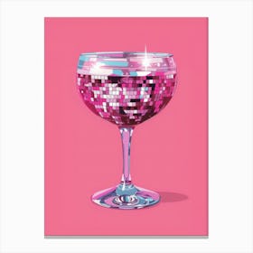 Preppy Gin Illustration On Pink Background Canvas Print