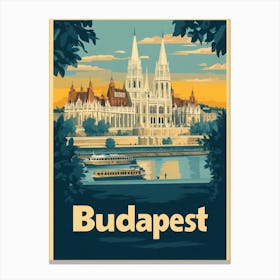 Aihrgdesign A Retro Travel Poster For Budapest Featuring The 2 Canvas Print