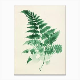 Green Ink Painting Of A Lady Fern 1 Canvas Print