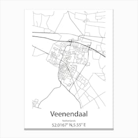 Veenendaal,Netherlands Minimalist Map Canvas Print